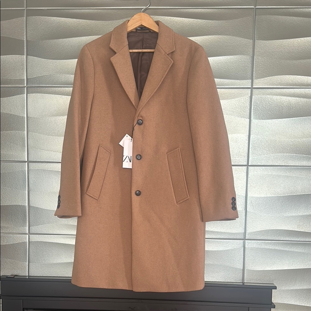 Zara Camel Pea Coat in Warm Brown. New with tags